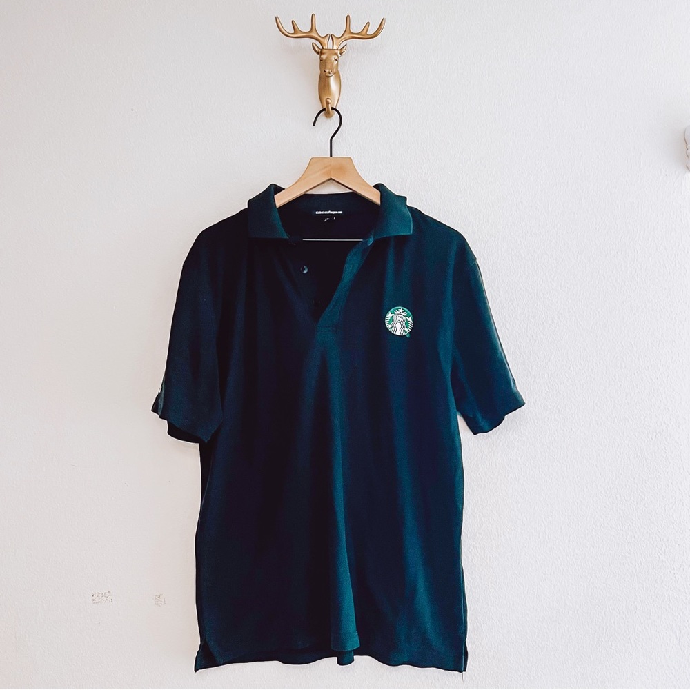 Starbucks Men's Black Employee Polo Shirt Size Large - Picture 1 of 7